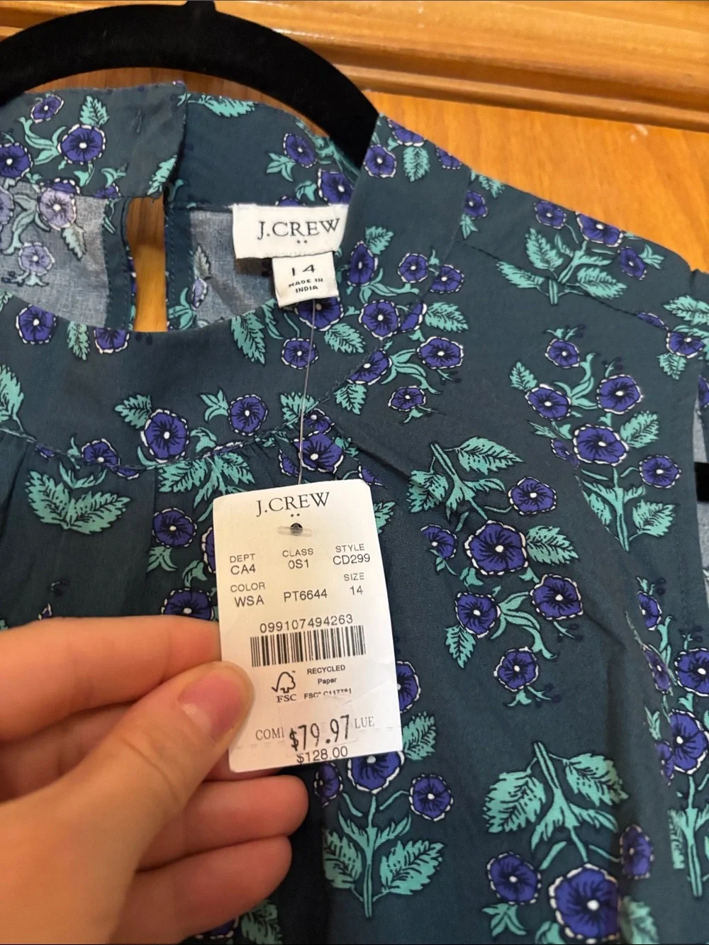 J. Crew factory Navy Maxi Dress with Green and Blue Floral Print